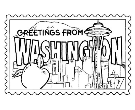 USA-Printables: Washington State Stamp - US States Coloring Pages