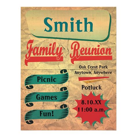 Click on the download button to get the template for free from microsoft publisher, this should only take the template runs on microsoft publisher 2007 or later. Vintage Retro Family Gathering Reunion Flyer | Zazzle.com ...