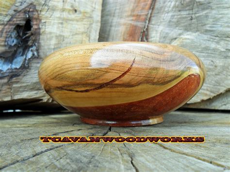 Plum Wood Bowl Large Cracks Inlaid With Metallic Copper Resin By
