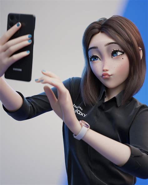 A Woman Holding Up A Cell Phone To Take A Selfie With Her Fingernails