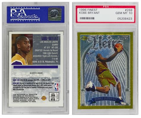 Maybe my favourite kobe card. Lot Detail - Kobe Bryant 1996-97 Topps Finest Gold Lakers Rookie Card #269 -- PSA Graded Perfect 10