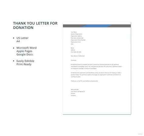 Before we get into example letters and templates, there are a few general best practices you can apply to bolster the quality of your thank you letter. 10+ Thank You Letters For Donation - Free Sample, Example ...