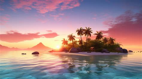 A Captivating Desktop Wallpaper Featuring A Serene Tropical Island With
