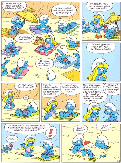 Smurfette On The Beach From Les Bains A Smurfs Official Comic