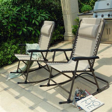 Shop with afterpay on eligible items. Patio Festival Beige Metal Outdoor Rocking Chair-PF18267 ...