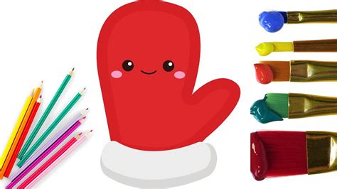 how to draw a cute mitten and coloring youtube