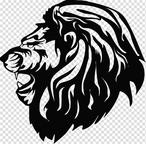 Lion Drawing Roar Logo Head Blackandwhite Wildlife Stencil Line