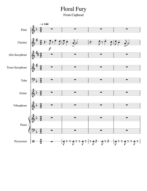 Floral Fury Sheet Music For Piano Tuba Flute Saxophone Alto And More