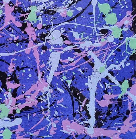 Large Blue Painting Jackson Pollock Living Room Decor Blue Etsy Uk
