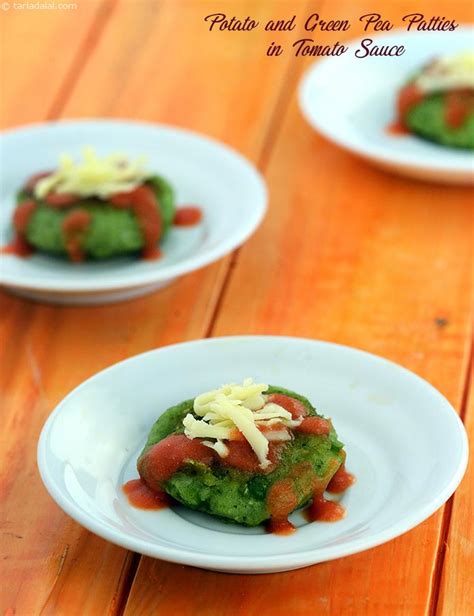 Potato And Green Pea Patties In Tomato Sauce Recipe Vegetarian Recipes