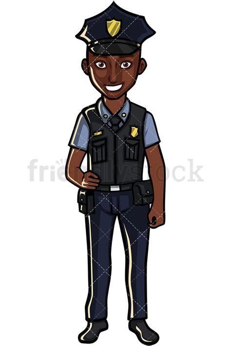 Black Policeman Cartoon Vector Clipart Friendlystock Police