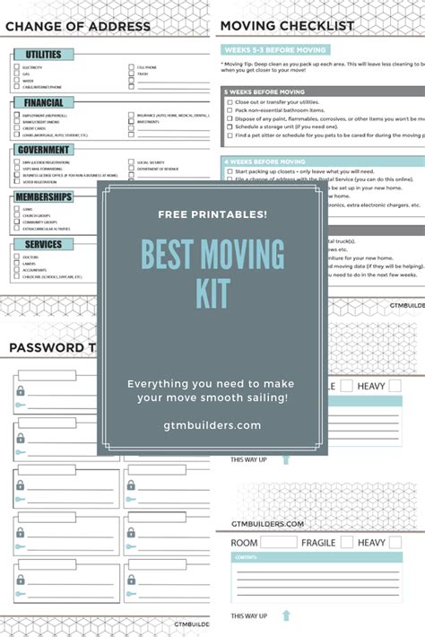 Free Printable Moving Binder Downloadable Kit Inlcuding Checklists