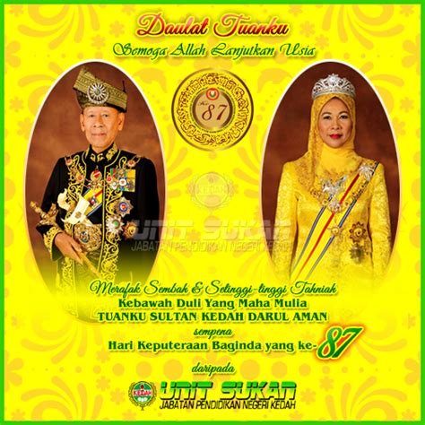 Baginda bertitah sempena istiadat pengurniaan darjah, bintang dan pingat kebesaran kelantan sempena hari keputeraan. Unit Sukan JPN Kedah: Menjunjung Kasih dan Merafak Sembah ...