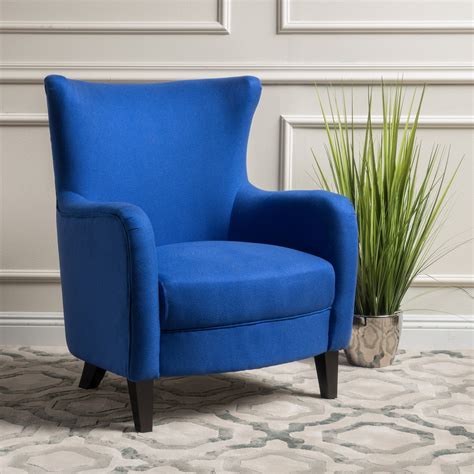 Noble House Fabric Club Accent Chair Royal Blue