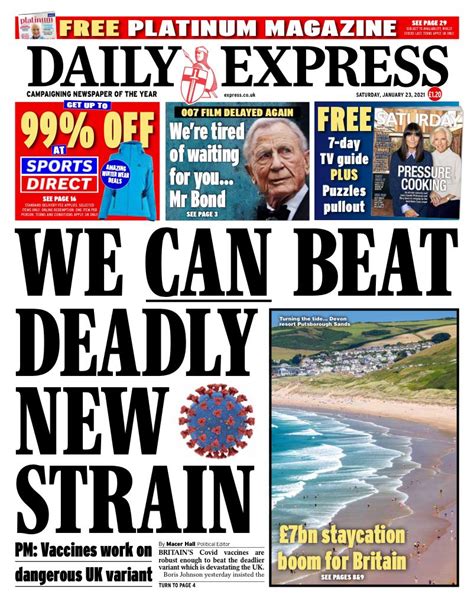 Daily Express Front Page 23rd Of January 2021 Tomorrows Papers Today