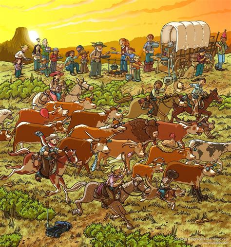 Whats Wrong Cattle Drive Wimmelbild Created For Highlights Magazine