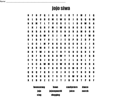 Check out inspiring examples of jojosiwa artwork on deviantart, and get inspired by our community of talented artists. Jojo siwa Word Search - WordMint