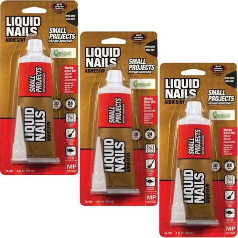 Liquid Nails Ln700 4 Ounce Small Projects And Repairs Adhesive 3 Pack