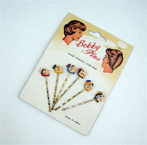 60s Hair Pins Vintage Bobby Pins With Cute Doll Faces Nos Etsy