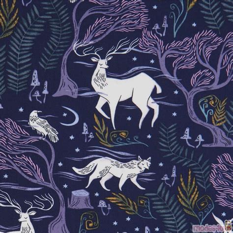 Remnant 46 X 112 Cm Navy Blue Dear Stella Night Time Fabric With