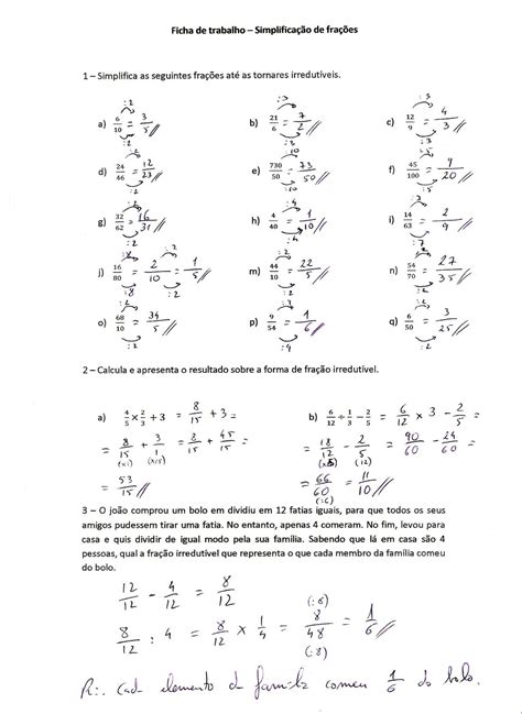 Simplificação De Frações - Exercícios