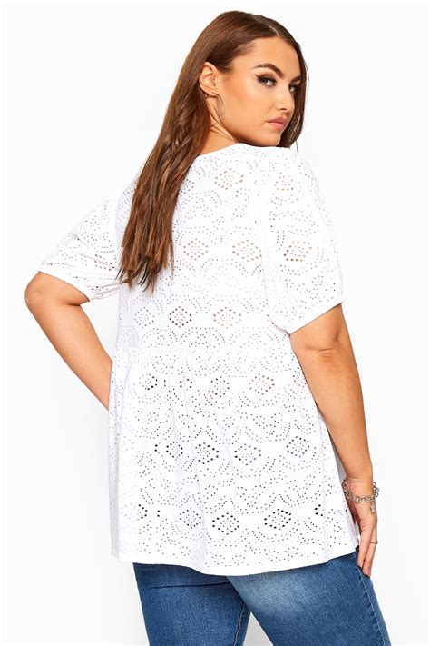 White Embroidered Puff Sleeve Smock Top Yours Clothing