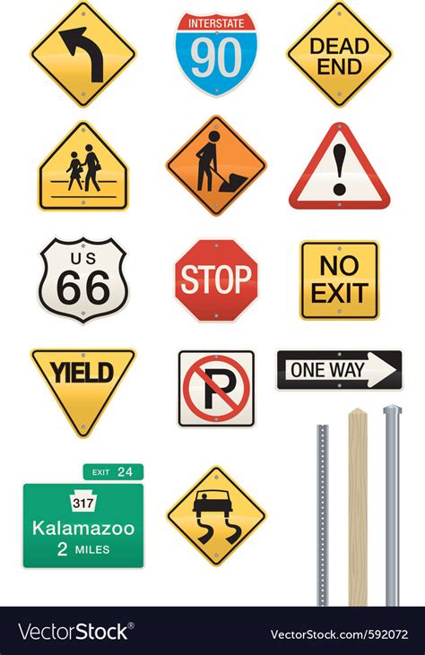 Highway Signs Royalty Free Vector Image Vectorstock