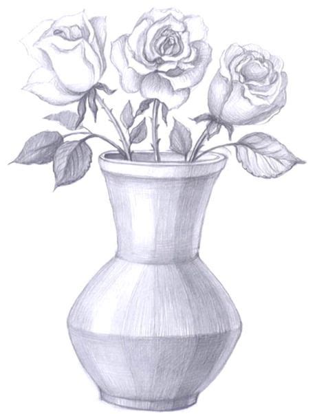 How To Draw A Vase With Flowers Roses Drawing Abstract Pencil