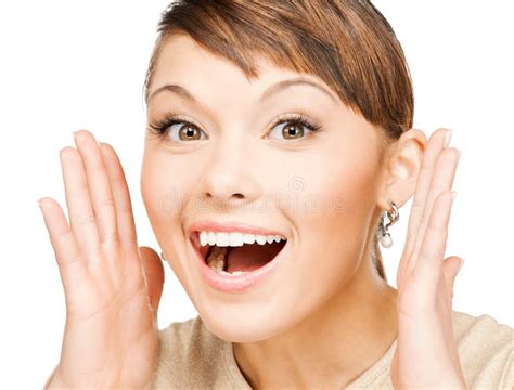 Excited Face Of Woman Stock Photo Image Of Amazed Communication