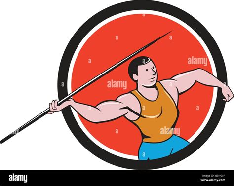 Illustration Of A Track And Field Athlete Javelin Throw Viewed From