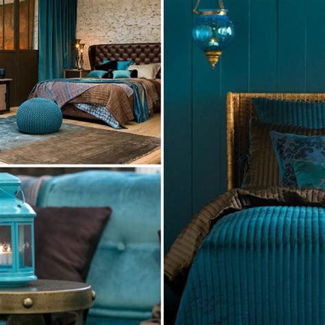 Light brown and turquoise color combination, bedroom decorating ideas. 20 Home Decor Ideas and Turquoise Color Combinations