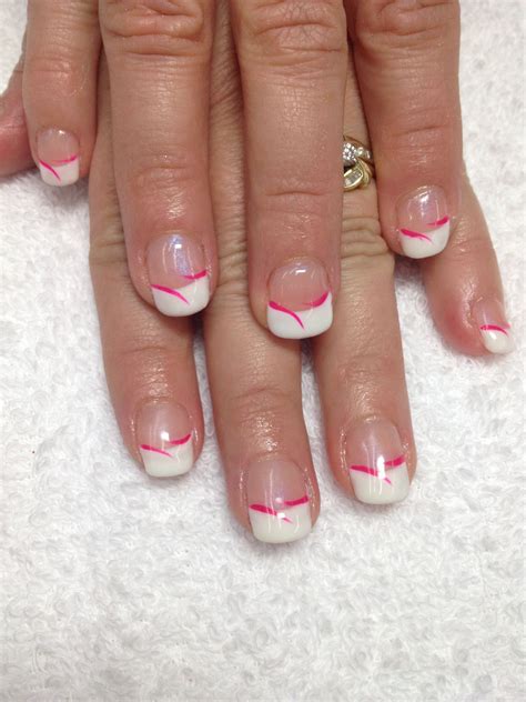 A Simple White French Gel Nail With Pink Swishes All Gel Is Non Toxic
