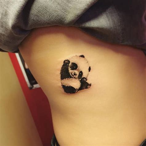 Illustrative Panda Tattoo On The Right Side Little Tattoos For Men