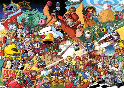 Retro Games Characters Snes Nintendo A3 Art Print Poster