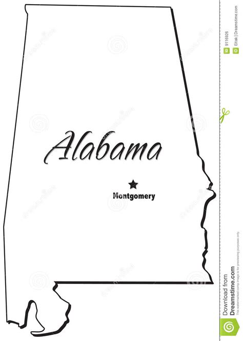 State Of Alabama Outline Stock Vector Illustration Of Geographical