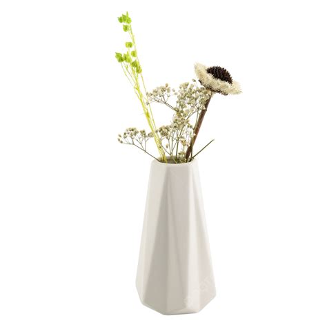 Gambar Foto Vas Keramik Putih Dengan Bunga Kering Terang Floral