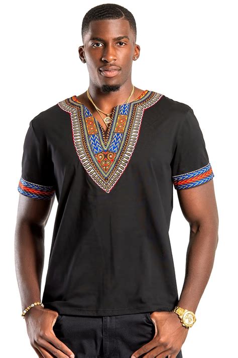Dashiki Men Shirt African Dashiki Print Men T Shirt Black Etsy