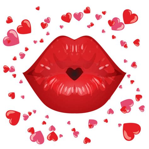 Dibujos Bocas Besandose Sexy Rojo Labios En Un Beso De Amor Y El