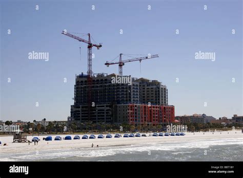 New Construction Building Work At Clearwater Beach Florida Usa Stock
