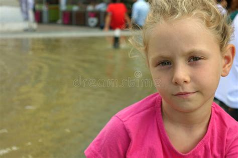 Happy Beautiful Little Girl Portrait Outdoors Stock Image Image Of