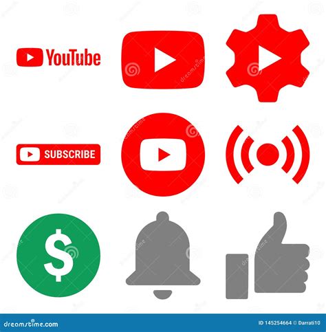Set Youtube Icons Vector Editorial Stock Image Illustration Of