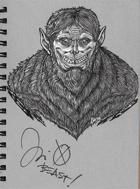It has brown fur, an. Beast Titan Sketch | Attack On Titan Amino
