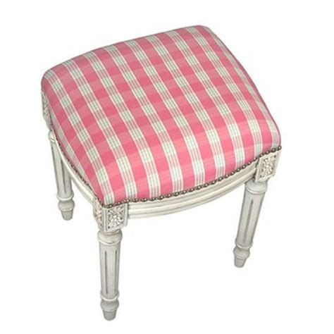 123 creations c698wfs plaid pink fabric upholstered stool