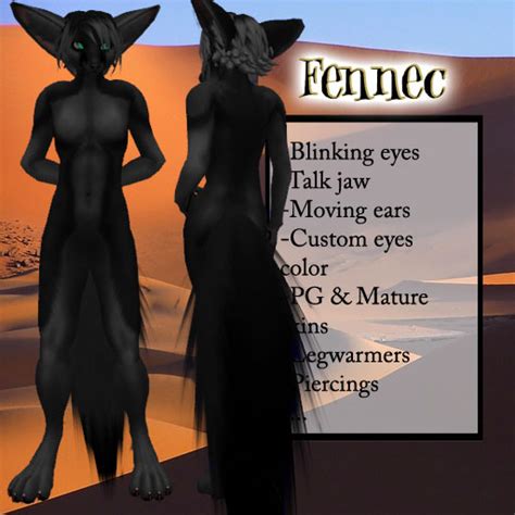 Second Life Marketplace Fennec Sculpted Furry Black