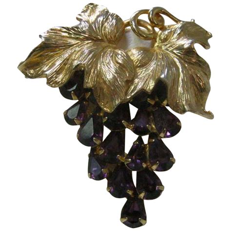 Vintage Napier Grapevine Pin In Purple And Goldtone From Stylandgrace