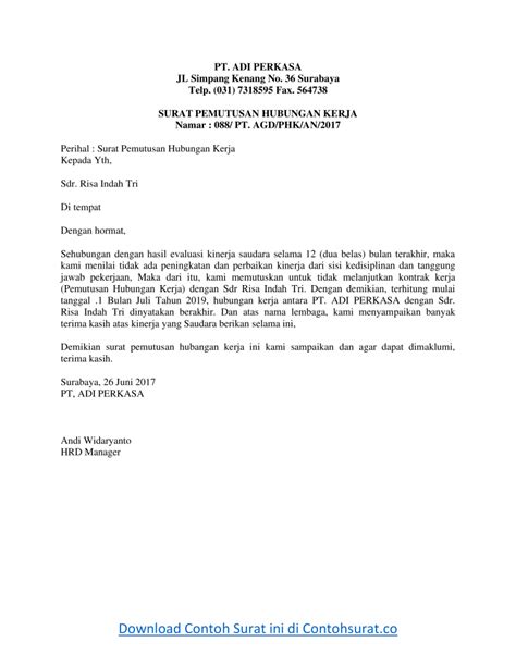 Surat Habis Kontrak Kerja Contoh Kontrak Kerja Karyawan Yang Sesuai - Riset
