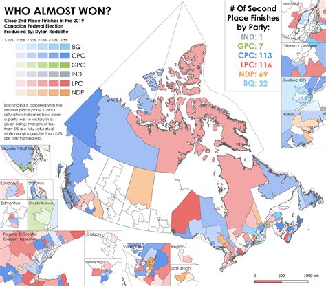 Canadian Federal Election 2019 Riding By Riding 2nd Place Finishes