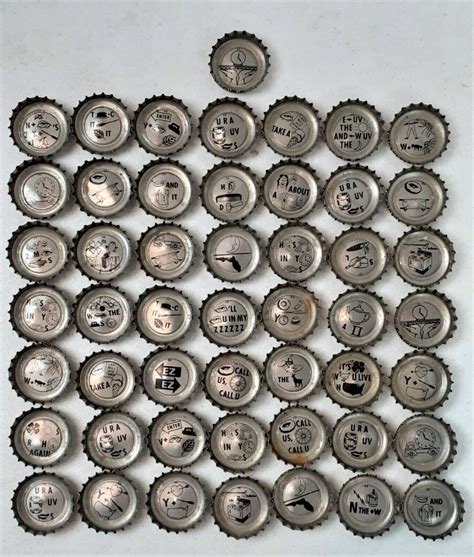 50 Lucky Lager Beer Bottle Caps With Rebus Puzzles Vintage Non Twist