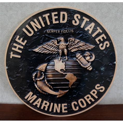 Usmc Marines 12 Bronze Logo Round Steel Sign Military Rings Made In