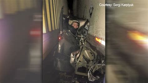 Man Sandwiched Between Two Semi Trucks Survives 26 Car Pileup Abc13 Houston